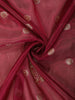 Deep Wine Purple Floral Butta Zari Woven Design Tissue Saree with Designer Lace Border