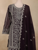 Deep Wine Purple Floral Embroidered Design Georgette Palazzo Suit with Dupatta
