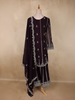 Deep Wine Purple Floral Embroidered Design Georgette Palazzo Suit with Dupatta