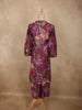 Deep Wine Purple Floral Printed Design Cotton Co-ord Set