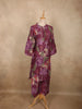 Deep Wine Purple Floral Printed Design Cotton Co-ord Set
