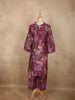 Deep Wine Purple Floral Printed Design Cotton Co-ord Set