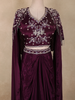 Deep Wine Purple Floral Sequins And Beads Embroidered Design Satin Skirt Top