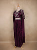 Deep Wine Purple Floral Sequins And Beads Embroidered Design Satin Skirt Top