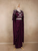 Deep Wine Purple Floral Sequins And Beads Embroidered Design Satin Skirt Top