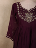Deep Wine Purple Floral Sequins and Beads Embroidered Design Cotton Anarkali Salwar Suit