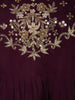 Deep Wine Purple Floral Sequins and Beads Embroidered Design Cotton Anarkali Salwar Suit