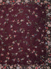 Deep Wine Purple Floral Sequins and Beads Embroidered Design Net Designer Saree with Scalloped Border
