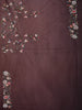 Deep Wine Purple Floral Sequins and Beads Embroidered Design Net Designer Saree with Scalloped Border