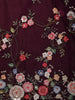 Deep Wine Purple Floral Sequins and Beads Embroidered Design Net Designer Saree with Scalloped Border