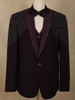 Deep Wine Purple Intricate Black Beads Embroidered Design Brocade Men's Suit