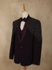 Deep Wine Purple Intricate Black Beads Embroidered Design Brocade Men's Suit