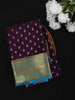 Deep Wine Purple Leaf Butta Design Mysore Silk Designer Saree with Contrast Zari Border