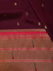 Deep Wine Purple Paisley Butta Zari Woven Design Pure Banarasi Silk Saree with Contrast Zari Border