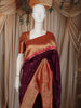 Deep Wine Purple Paisley Butta Zari Woven Design Pure Banarasi Silk Saree with Contrast Zari Border