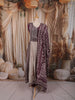 Deep Wine Purple Floral Printed and Mirror Embroidered Design Crepe Palazzo Suit with Matching  Dupatta