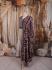 Deep Wine Purple Floral Printed and Mirror Embroidered Design Crepe Palazzo Suit with Matching  Dupatta