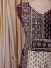 Deep Wine Purple Floral Printed and Mirror Embroidered Design Crepe Palazzo Suit with Matching  Dupatta