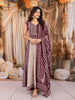 Deep Wine Purple Floral Printed and Mirror Embroidered Design Crepe Palazzo Suit with Matching  Dupatta