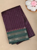 Deep Wine Purple Checked Design Soft Silk Fancy Wear Saree with Contrast Zari Border