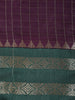 Deep Wine Purple Checked Design Soft Silk Fancy Wear Saree with Contrast Zari Border