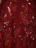 Deep Wine Red Abstract Sequins and Thread Embroidered Design Satin Party Wear Layered Ruffle Hem Mermaid Lehenga with Cape Sleeves