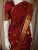 Deep Wine Red Butta Zari Woven Design Pure Kanchipuram Silk Saree with  Zari Border