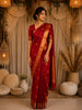 Deep Wine Red Butta Zari Woven Design Pure Kanchipuram Silk Saree with  Zari Border