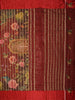 Deep Wine Red Checked Floral Printed Design Organza Saree with Solid Border