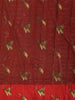 Deep Wine Red Checked Floral Printed Design Organza Saree with Solid Border
