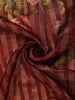Deep Wine Red Checked Floral Printed Design Organza Saree with Solid Border