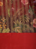 Deep Wine Red Checked Floral Printed Design Organza Saree with Solid Border