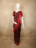 Deep Wine Red Checked Floral Printed Design Organza Saree with Solid Border