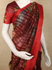 Deep Wine Red Checked Floral Printed Design Organza Saree with Solid Border