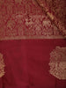 Deep Wine Red Floral Zari Woven Design Pure Kanchipuram Silk Saree with Butta Zari Border