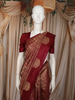 Deep Wine Red Floral Zari Woven Design Pure Kanchipuram Silk Saree with Butta Zari Border