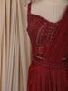 Deep Wine Red Heavy Beads Embroidered Design Shimmer Ready To Wear Saree with Designer Blouse