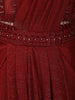 Deep Wine Red Heavy Beads Embroidered Design Shimmer Ready To Wear Saree with Designer Blouse