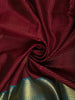 Deep Wine Red Mini Checked Zari Woven Design Pure Kanchipuram Silk Saree with Contrast Zari Border