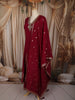 Deep Wine Red Sequins and Zardozi Embroidered Design Silk Fancy Wear Palazzo Suit with Matching Dupatta