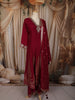 Deep Wine Red Sequins and Zardozi Embroidered Design Silk Fancy Wear Palazzo Suit with Matching Dupatta
