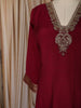 Deep Wine Red Sequins and Zardozi Embroidered Design Silk Fancy Wear Palazzo Suit with Matching Dupatta
