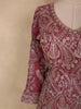 Deep Wine Rose Floral Sequins Embroidered Design Georgette Palazzo Suit with Dupatta