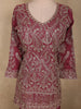 Deep Wine Rose Floral Sequins Embroidered Design Georgette Palazzo Suit with Dupatta