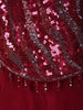 Deep Wine Sequins Design Satin Kids Palazzo Suit with Dupatta