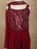 Deep Wine Sequins Design Satin Kids Palazzo Suit with Dupatta