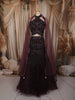 Deep Wine Sequins and Beads Embroidered Design Net Lehenga With Cape Dupatta
