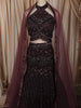 Deep Wine Sequins and Beads Embroidered Design Net Lehenga With Cape Dupatta