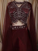 Deep Wine Sequins and Beads Embroidered Design Net Lehenga With Cape Dupatta