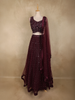 Deep Wine Sequins and Beads Embroidered Design Net Lehenga With Net Dupatta